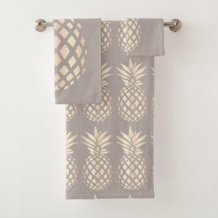 Pretty elegant copper rose gold pineapple & grey bath towel set
