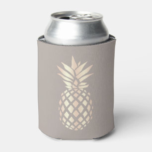 Pretty elegant copper rose gold pineapple & grey can cooler