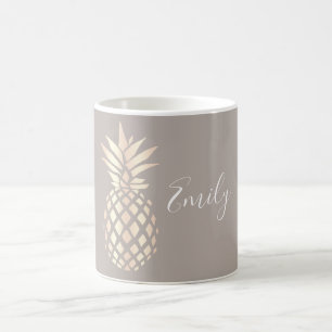 Pretty elegant copper rose gold pineapple & grey coffee mug