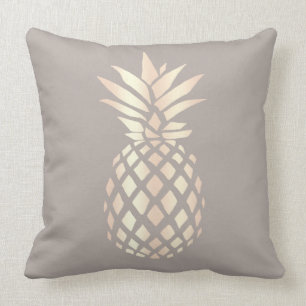 Pretty elegant copper rose gold pineapple & grey cushion