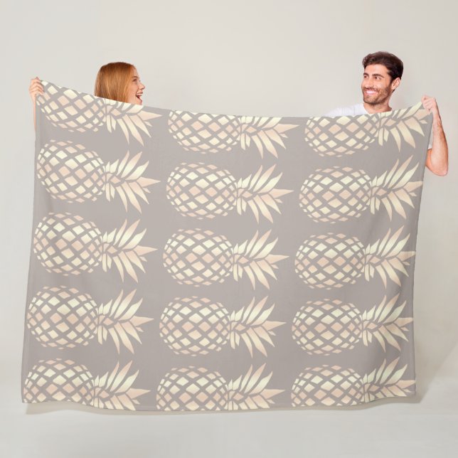 Pretty elegant copper rose gold pineapple & grey fleece blanket (In Situ)
