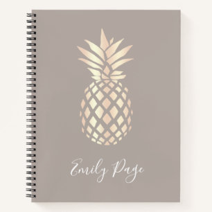 Pretty elegant copper rose gold pineapple & grey notebook