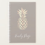 Pretty elegant copper rose gold pineapple & grey planner<br><div class="desc">Modern faux copper rose gold pineapple.</div>