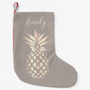 Pretty elegant copper rose gold pineapple & grey small christmas stocking