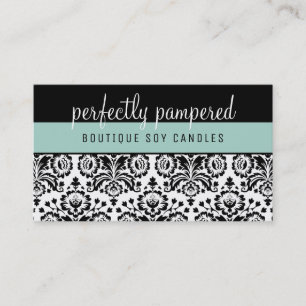 PRETTY ELEGANT DAMASK pattern black mint green Business Card