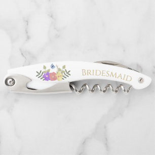 Pretty Elegant Floral Personalised Bridesmaid Corkscrew