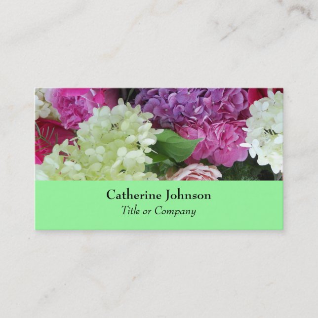 Pretty Elegant Flowers Wedding Planner or Florist Business Card (Front)