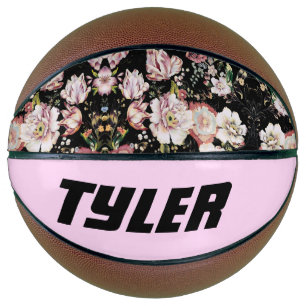 pretty elegant girly chic pink black floral basketball