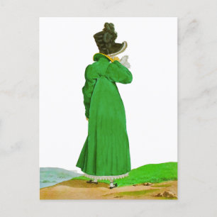 Pretty Elegant Green Regency Fashion Drawing  Postcard