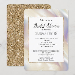 Pretty Elegant Pearl Aqua Blue Purple Swirl Invitation