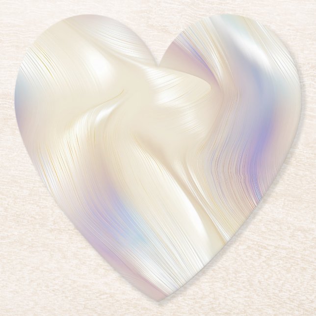 Pretty Elegant Pearl Aqua Blue Purple Swirl Paper Coaster (Front)