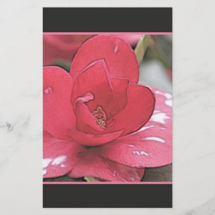 Pretty, elegant pink camellia flower stationery