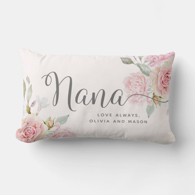 Pretty Elegant Pink Roses | Nana Lumbar Cushion (Front)