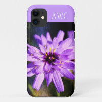 Pretty, elegant purple daisy flower monogram