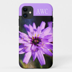 Pretty, elegant purple daisy flower monogram iPhone 11 case