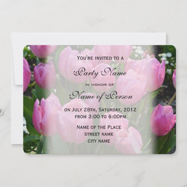 pretty, elegant purple tulip flowers party invitation (Front)
