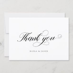 Pretty Elegant Script Formal Modern Wedding Thank You Card