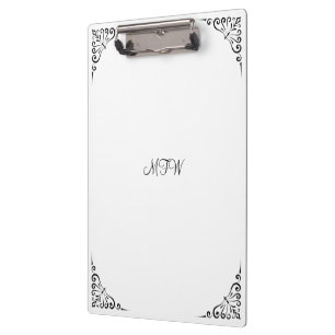 Pretty Elegant Scroll Optional Custom Monogram Clipboard