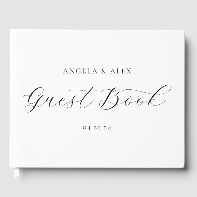 Pretty Elegant Swash Script Wedding Guest Book (Front)