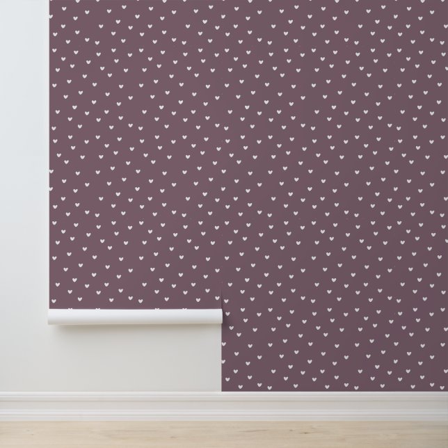 Pretty Elegant Tiny White Heart on Plum Purple Wallpaper (Application)
