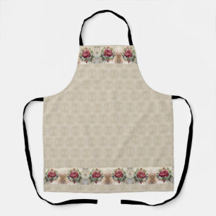 Pretty Elegant Victorian theme Deep Red Roses Apron