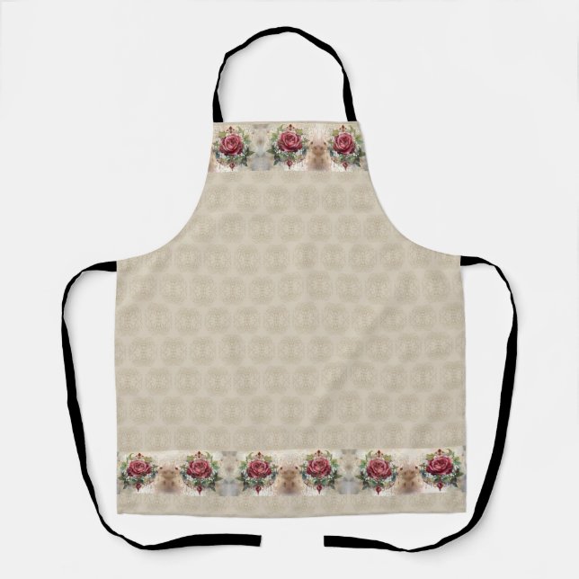 Pretty Elegant Victorian theme Deep Red Roses Apron (Front)
