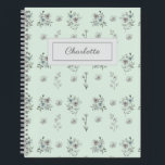 Pretty Elegant Vintage Watercolor Floral  Notebook<br><div class="desc">This watercolor floral mint green notebook is perfect for women, girls, teens, students, teachers, and kids who love soft, vintage, and cottagecore-inspired pastel designs. Ideal for school, lesson planning, journalling, note-taking, or as a personalised monogram gift, it features delicate flower patterns that add a touch of charm and whimsy to...</div>