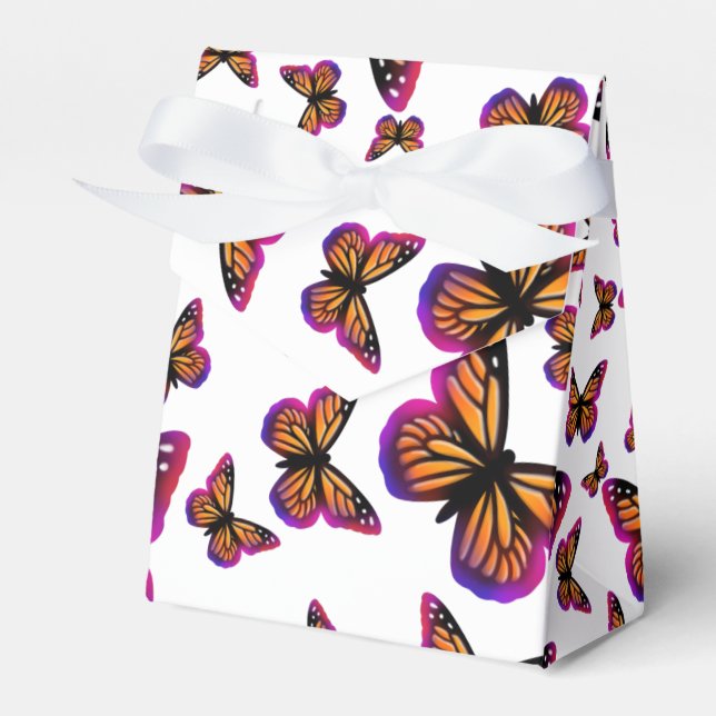 Pretty elegant watercolor butterflies favour box (Front Side)