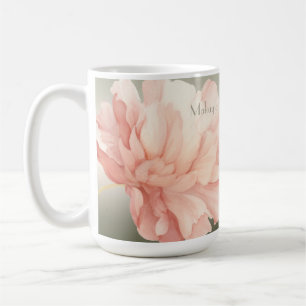 Pretty Elegant Watercolor Peach Peony  Coffee Mug