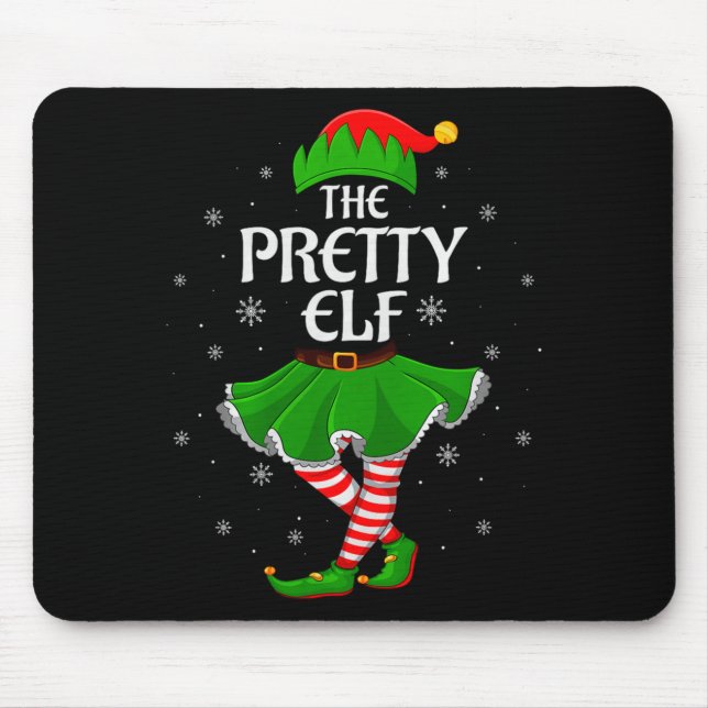 Pretty Elf Christmas Family Girls Women Elf Squad  Mouse Mat (Front)
