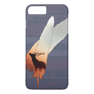 Pretty Elk Native American Feather Navy Blue iPhone 8 Plus/7 Plus Case