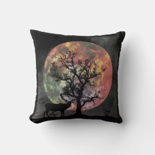 Pretty Elk Silhouette in Moonlight Throw Pillow
