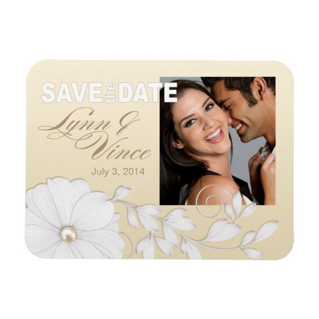 Pretty Embossed Posy Save the Date Magnet (Horizontal)