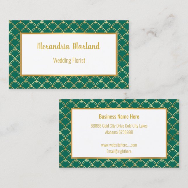 PRETTY EMERALD MERMAID WHITE BUSINESS CARD (Front/Back)