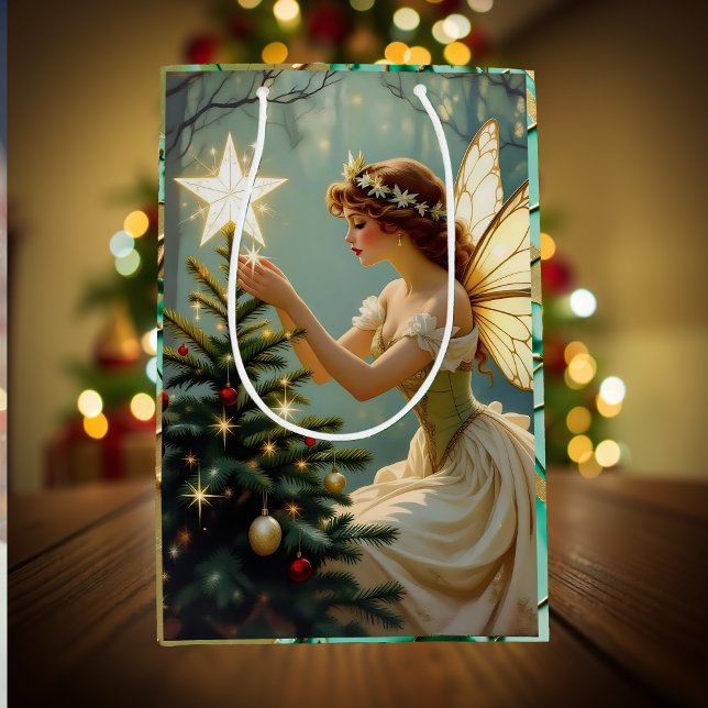 Pretty Enchanted Angel Fairy Christmas Medium Gift Bag (Creator Uploaded)