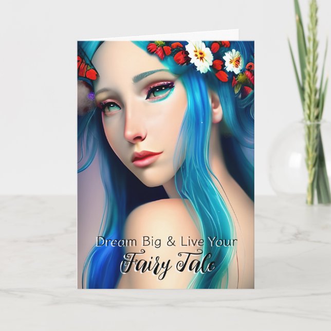 Pretty Enchanted Girl with Flowers | Fairy Tale Card (Front)