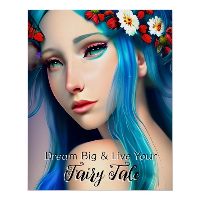 Pretty Enchanted Girl with Flowers | Fairy Tale Poster (Front)