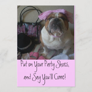 Pretty English Bulldog Party Invitations
