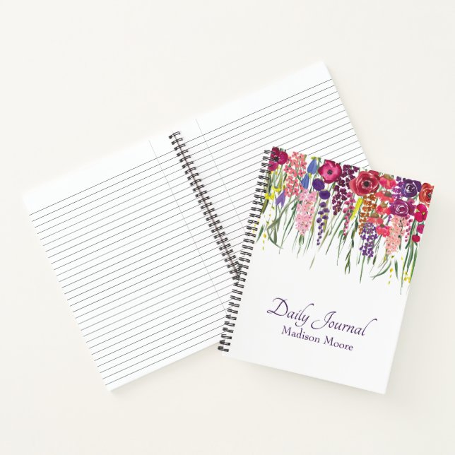 Pretty English Floral Garden Illustration Journal/ Notebook (Inside)