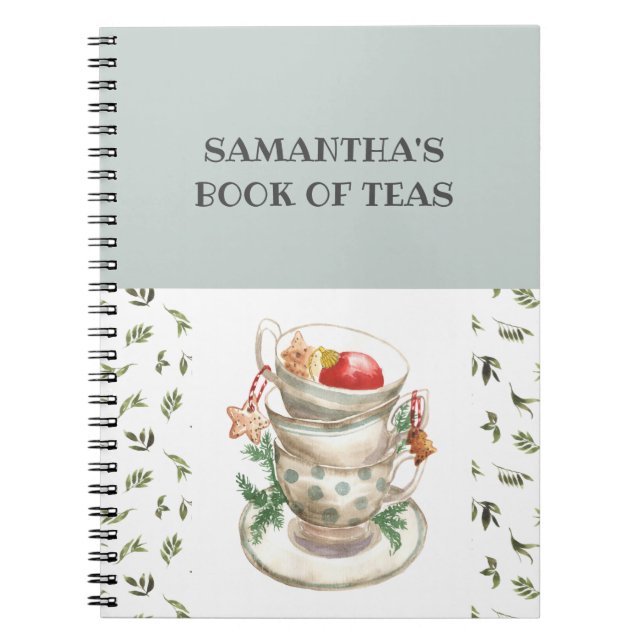 Pretty English Tea Cups Flowers Greenery Tea Book (Front)