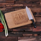 Pretty Engraved Monogram Bamboo Cutting Board