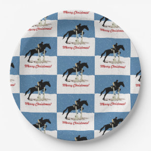 Pretty Equestrian Horse Jumper Christmas Paper Plate