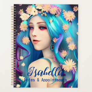 Pretty Ethereal Girl with Flowers Personalised Planner
