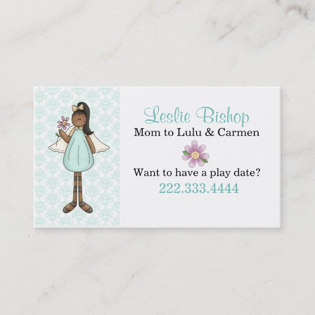 Pretty Ethnic Angel Mummy Play Date Card (Front)