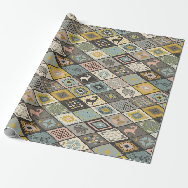 Pretty Ethnic Pattern Wrapping Paper (Unrolled)