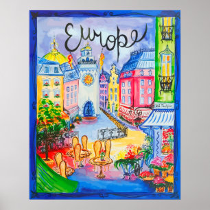 Pretty Europe City Scene Poster