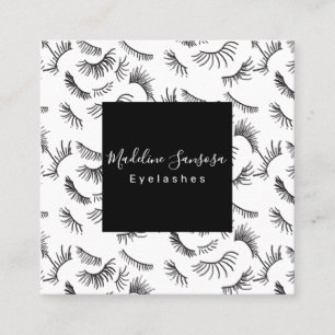 Pretty Eyelash Technician Black  Eyelashes Doodles Square Business Card