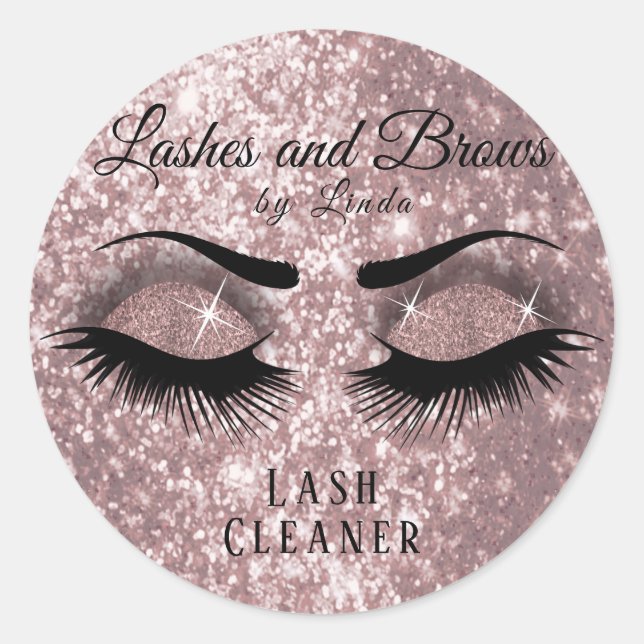 Pretty Eyelashes Lash Cleaner Design - Rose Classic Round Sticker (Front)