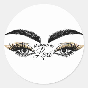Pretty Eyes Beauty Salon Makeup Eyelashes Lashes Classic Round Sticker