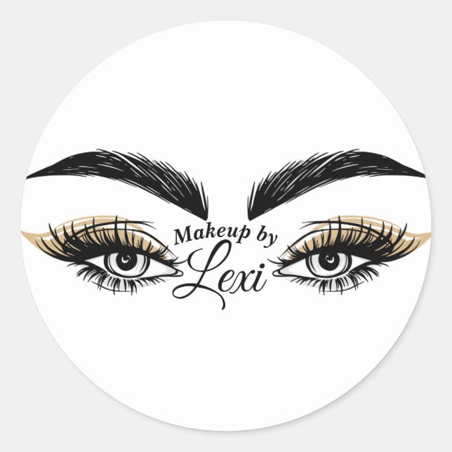 Pretty Eyes Beauty Salon Makeup Eyelashes Lashes Classic Round Sticker (Front)